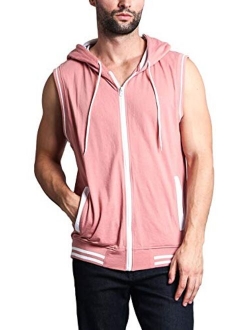 Victorious Men's Lightweight Athletic Casual Sleeveless Contrast Zipper Hoodie