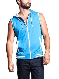 Victorious Men's Lightweight Athletic Casual Sleeveless Contrast Zipper Hoodie