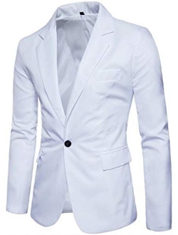 Men's Long Sleeves Peak Lapel Collar One Button Slim Fit Sport Coat Blazer