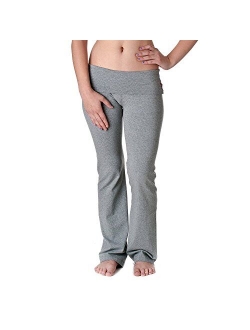 Hollywood Star Fashion Women's Slimming Foldover Bootleg Flare Yoga Pants