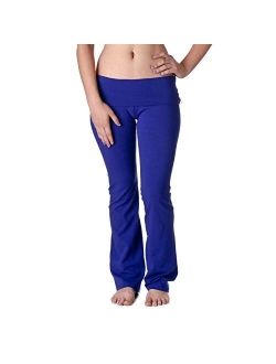 Hollywood Star Fashion Women's Slimming Foldover Bootleg Flare Yoga Pants