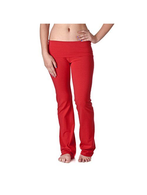 Hollywood Star Fashion Women's Slimming Foldover Bootleg Flare Yoga Pants