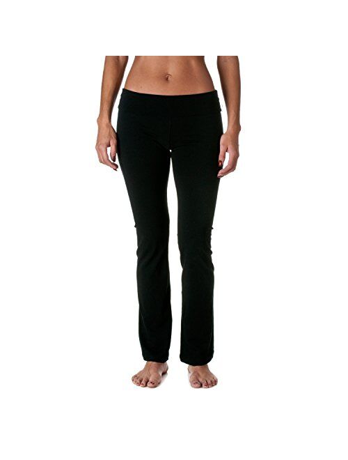 Hollywood Star Fashion Women's Slimming Foldover Bootleg Flare Yoga Pants