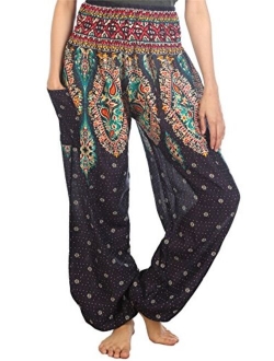 LOFBAZ Harem Yoga Pants for Women S-4XL Hippie Boho PJs Lounge Beach Print Plus