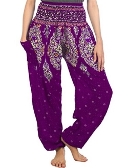 LOFBAZ Harem Yoga Pants for Women S-4XL Hippie Boho PJs Lounge Beach Print Plus