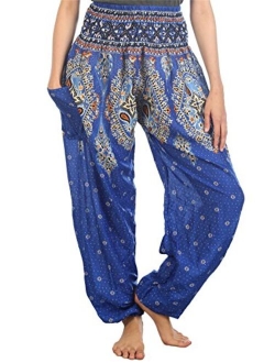 LOFBAZ Harem Yoga Pants for Women S-4XL Hippie Boho PJs Lounge Beach Print Plus