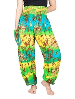 LOFBAZ Harem Yoga Pants for Women S-4XL Hippie Boho PJs Lounge Beach Print Plus