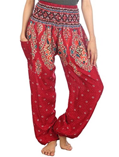 LOFBAZ Harem Yoga Pants for Women S-4XL Hippie Boho PJs Lounge Beach Print Plus