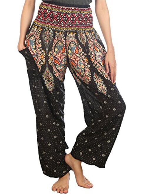 LOFBAZ Harem Yoga Pants for Women S-4XL Hippie Boho PJs Lounge Beach Print Plus