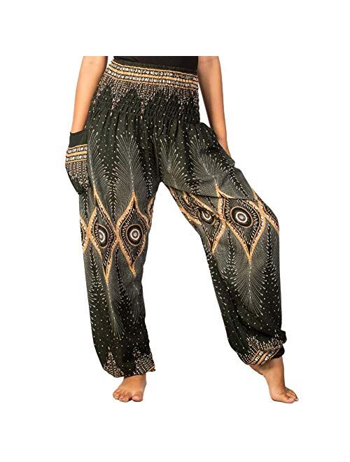 LOFBAZ Harem Yoga Pants for Women S-4XL Hippie Boho PJs Lounge Beach Print Plus