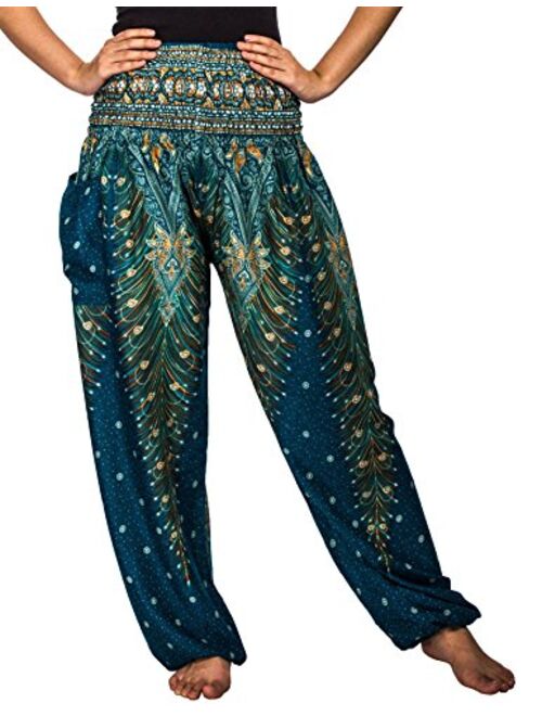 LOFBAZ Harem Yoga Pants for Women S-4XL Hippie Boho PJs Lounge Beach Print Plus