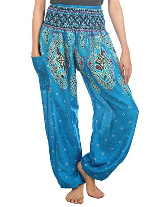 LOFBAZ Harem Yoga Pants for Women S-4XL Hippie Boho PJs Lounge Beach Print Plus