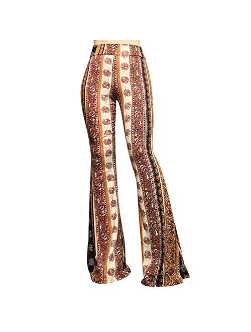 ShopMyTrend SMT Women's High Waist Wide Leg Long Palazzo Bell Bottom Yoga Pants