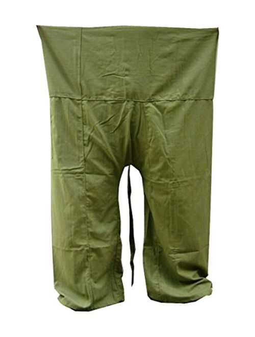 Yoga Pants Fisherman Trousers Day-to-day Relaxation Wear Around the House Plus Size Color Solid Olive