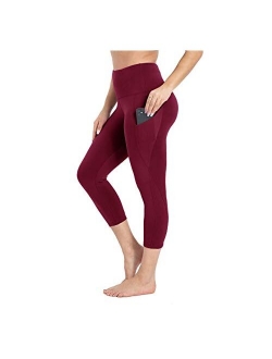 HIGHDAYS Yoga Pants for Women with Pocket - High Waist Capri Leggings for Workout Running Cycling