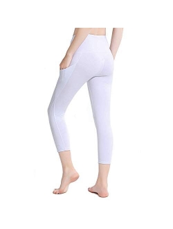 HIGHDAYS Yoga Pants for Women with Pocket - High Waist Capri Leggings for Workout Running Cycling