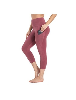 HIGHDAYS Yoga Pants for Women with Pocket - High Waist Capri Leggings for Workout Running Cycling