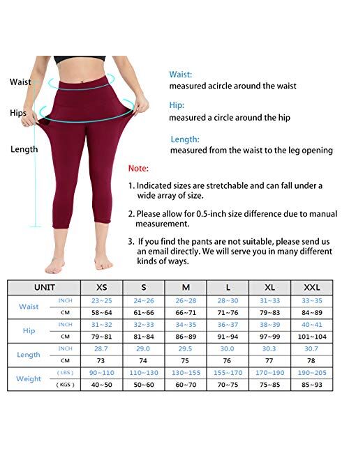 HIGHDAYS Yoga Pants for Women with Pocket - High Waist Capri Leggings for Workout Running Cycling