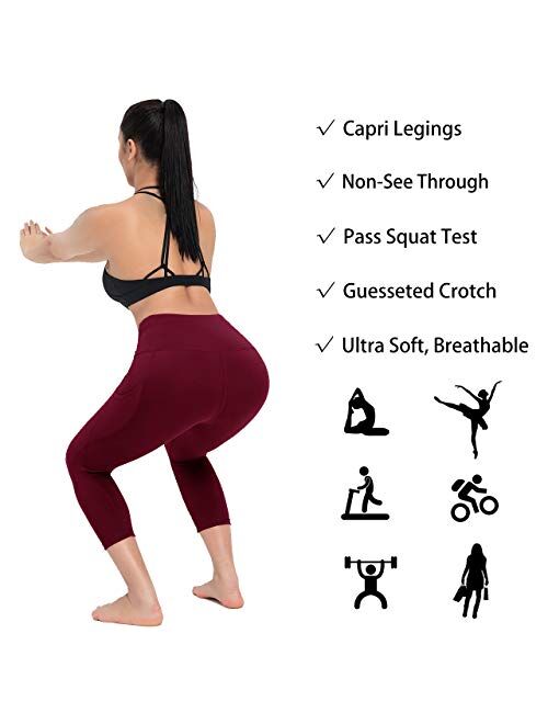 HIGHDAYS Yoga Pants for Women with Pocket - High Waist Capri Leggings for Workout Running Cycling