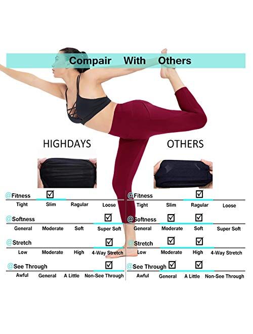 HIGHDAYS Yoga Pants for Women with Pocket - High Waist Capri Leggings for Workout Running Cycling