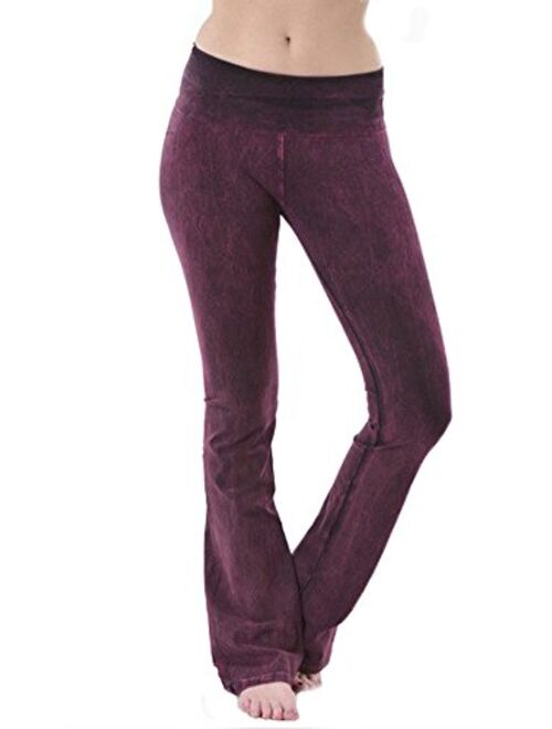 T Party Women's Basic Solid Color Mineral Wash Yoga Pants