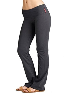 Active USA Regular Leg Stretch Cotton Fold Over Workout Yoga Pants