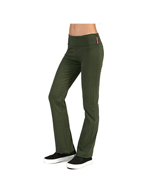 Active USA Regular Leg Stretch Cotton Fold Over Workout Yoga Pants