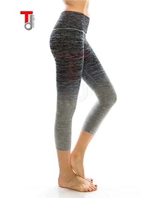 Women Three Quarter Tights - Compression Fit Fashion Apparel - Opaque Yoga Pants