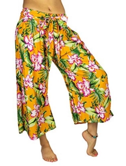 PIYOGA Women's Crop Capris Culottes w Elastic High Waist and 2 Pockets XS,S,M,L,XL,XXL