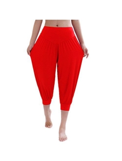 YoYoiei Womens Solid Color Soft Elastic Spandex Knickers Yoga Pants Harem Pants