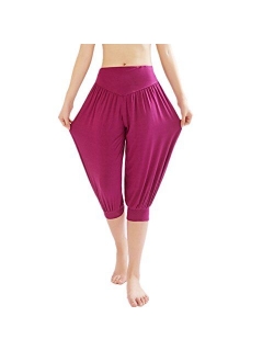 YoYoiei Womens Solid Color Soft Elastic Spandex Knickers Yoga Pants Harem Pants