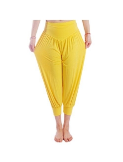 YoYoiei Womens Solid Color Soft Elastic Spandex Knickers Yoga Pants Harem Pants