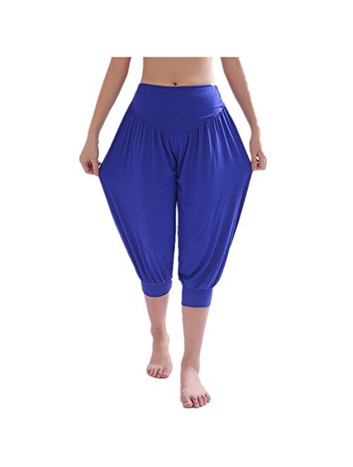 YoYoiei Womens Solid Color Soft Elastic Spandex Knickers Yoga Pants Harem Pants