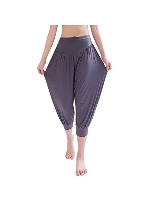 YoYoiei Womens Solid Color Soft Elastic Spandex Knickers Yoga Pants Harem Pants