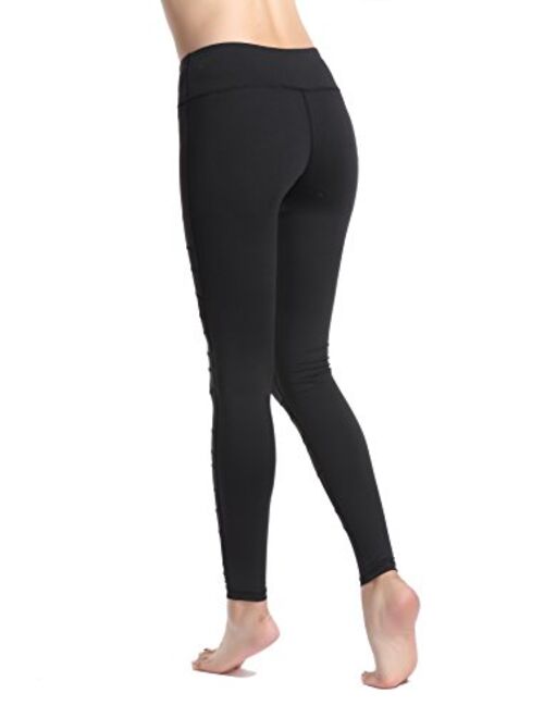 Lotsyle Women's Mesh Panels Yoga Leggings Workout Fitness Yoga Pants