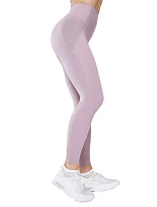 Lotsyle Women's Mesh Panels Yoga Leggings Workout Fitness Yoga Pants