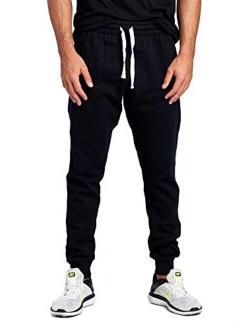 ProGo Men's Casual Jogger Sweatpants Basic Fleece Marled Jogger Pant Elastic Waist