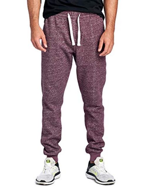 ProGo Men's Casual Jogger Sweatpants Basic Fleece Marled Jogger Pant Elastic Waist