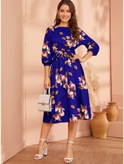 Floral Print Belted Dress