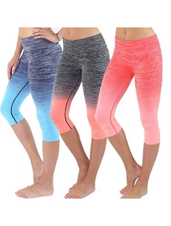 TD Collections Women's Yoga Exercise Workout Two-Tone Pants Crop Capri