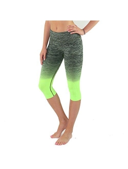 TD Collections Women's Yoga Exercise Workout Two-Tone Pants Crop Capri