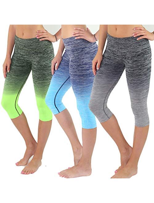 TD Collections Women's Yoga Exercise Workout Two-Tone Pants Crop Capri