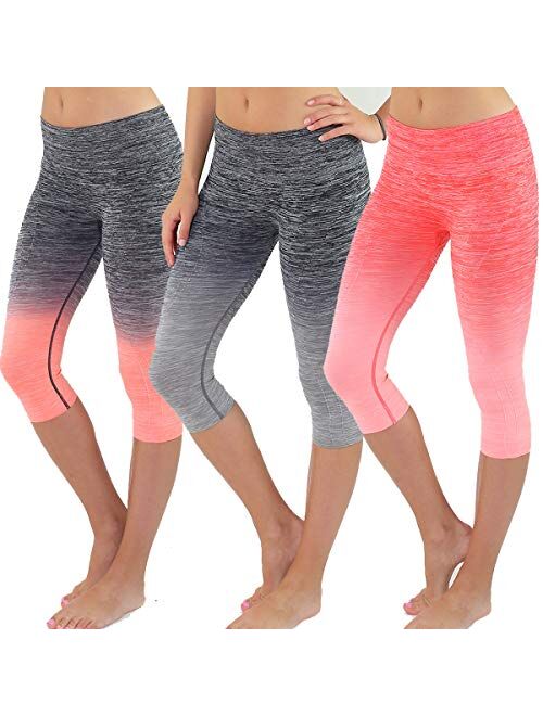 TD Collections Women's Yoga Exercise Workout Two-Tone Pants Crop Capri