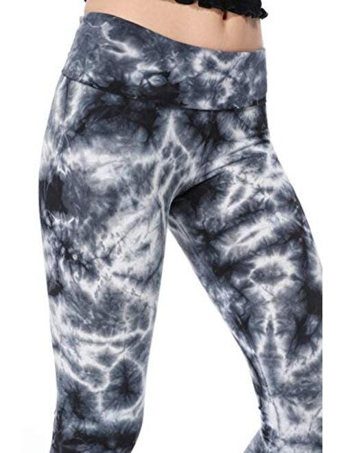 T Party Women's Leggings Black Crystal Tie Dye Yoga Pants