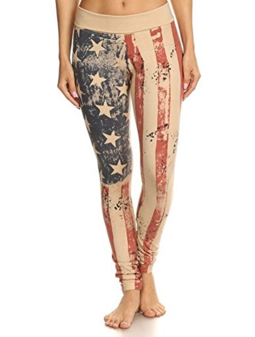 T-Party Women's American Flag Vintage Look Yoga Pants Leggings