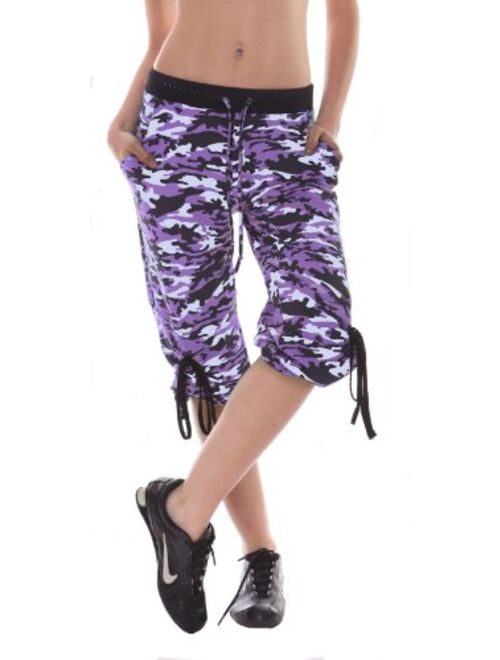 Margarita - Designer Activewear - Purple Camo Capri