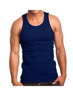 Mens Cotton Solid Scoop Neck A-Shirts 3 Pack Undershirt