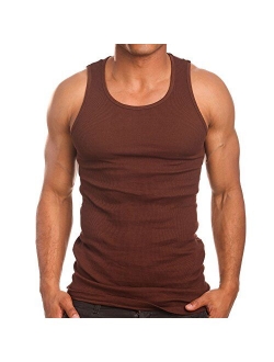 Mens Cotton Solid Scoop Neck A-Shirts 3 Pack Undershirt