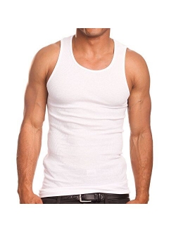 Mens Cotton Solid Scoop Neck A-Shirts 3 Pack Undershirt