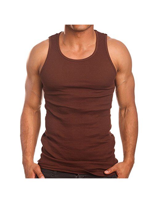 Mens Cotton Solid Scoop Neck A-Shirts 3 Pack Undershirt